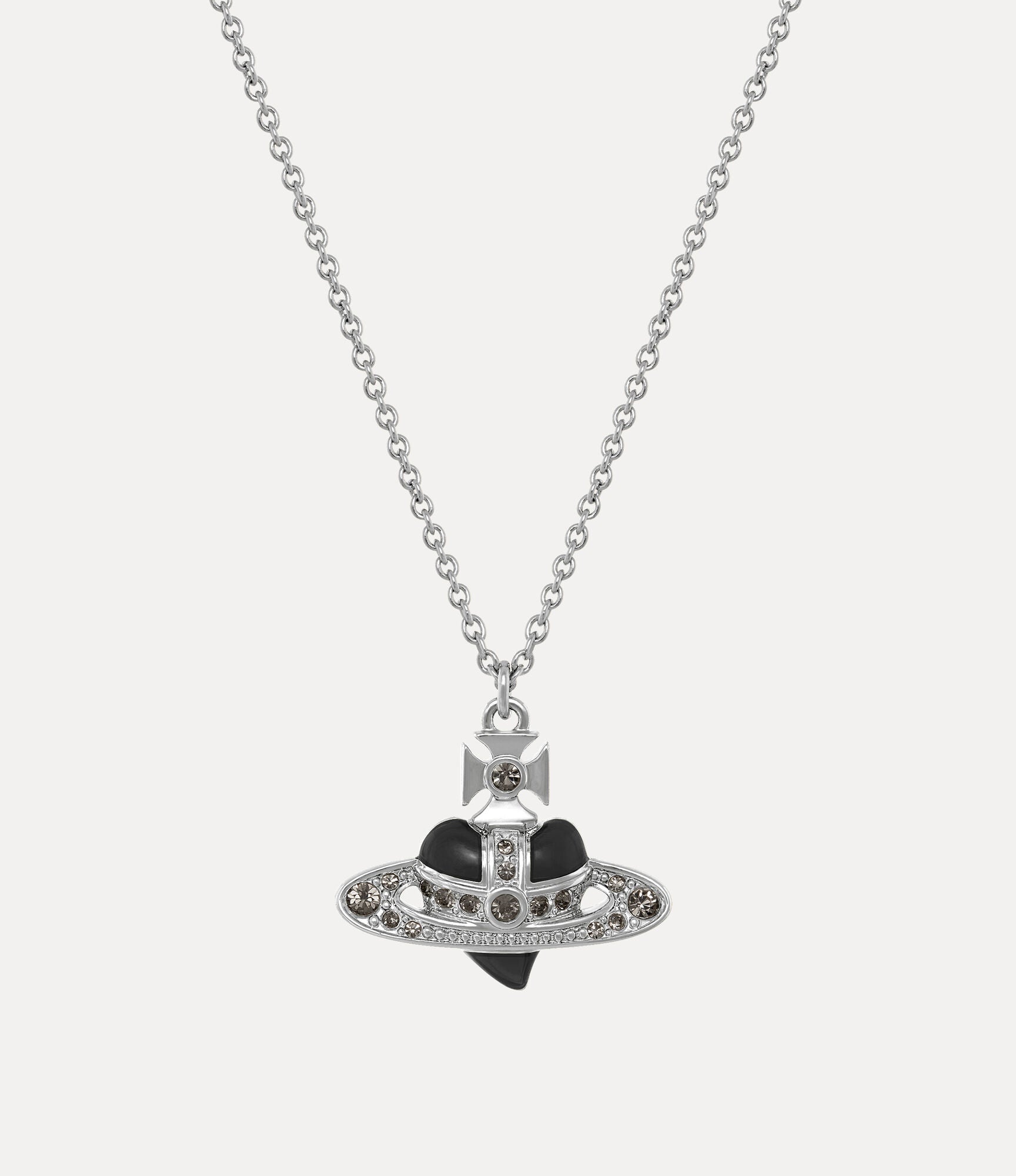 Pingente New Diamante Heart - Platina/Diamante Negro