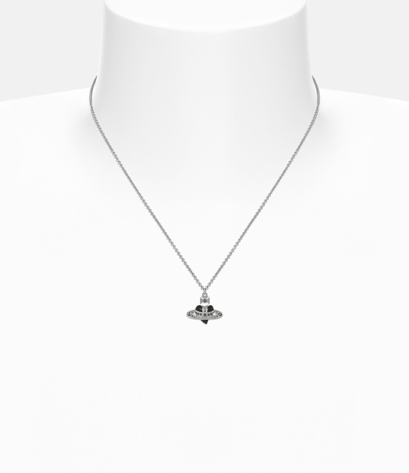 Pingente New Diamante Heart - Platina/Diamante Negro