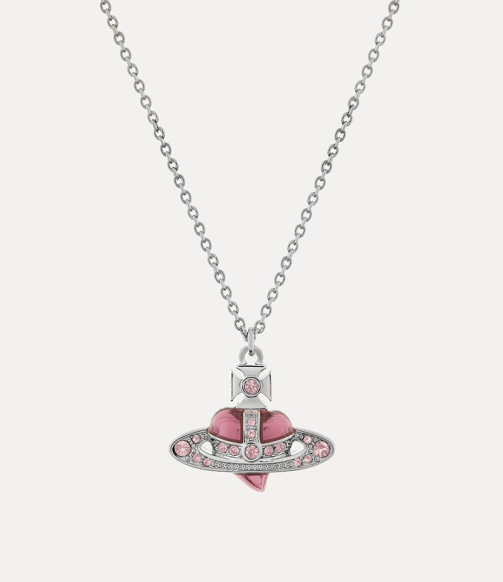 Pingente New Diamante Heart - Platina/Rosa Vintage